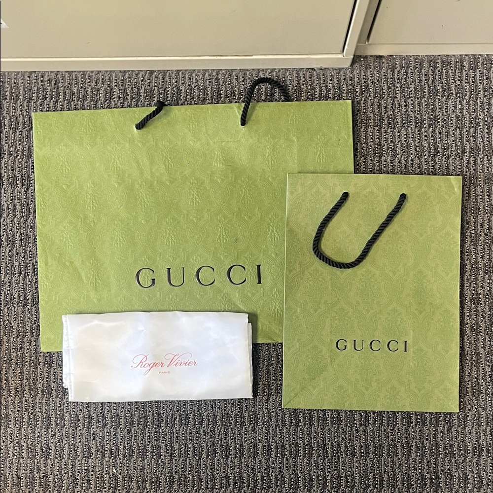 SOLD ALREADY Gucci Lime Green Shopping Bag Duo